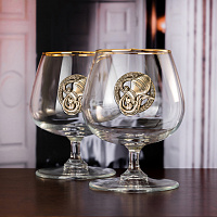 Набор из 2-х бокалов для коньяка и бренди "Водолей" в подарочной коробке