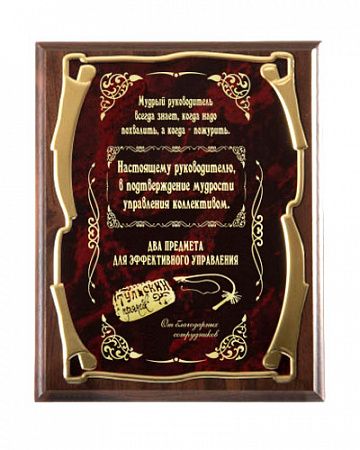 Плакетка наградная "Кнут и пряник" - Золотая серия