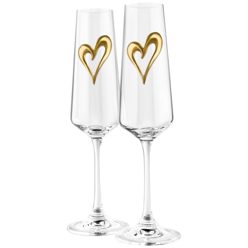 Подарочный набор из 2 бокалов для шампанского "Сердца" в картонной коробке