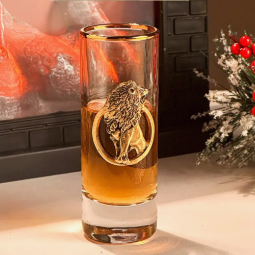 Подарочный набор из 3 стопок для водки "Лев" в подарочной коробке