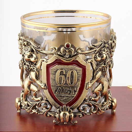 Набор для крепких напитков "Юбилейный 60" для коньяка и виски в деревянной шкатулке