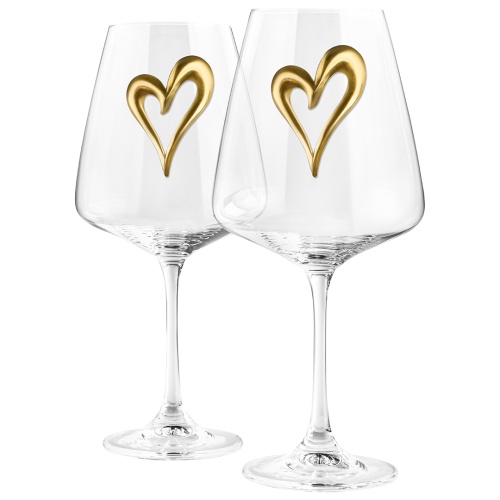 Подарочный набор из 2 бокалов для вина "Сердца" в картонной коробке